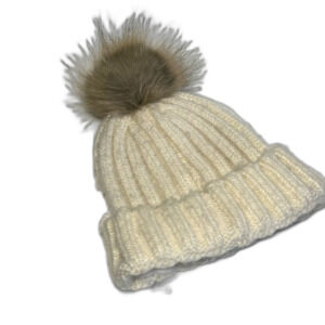 Nordstrom Faux Fur Pom Pom Beanie Cream One Size